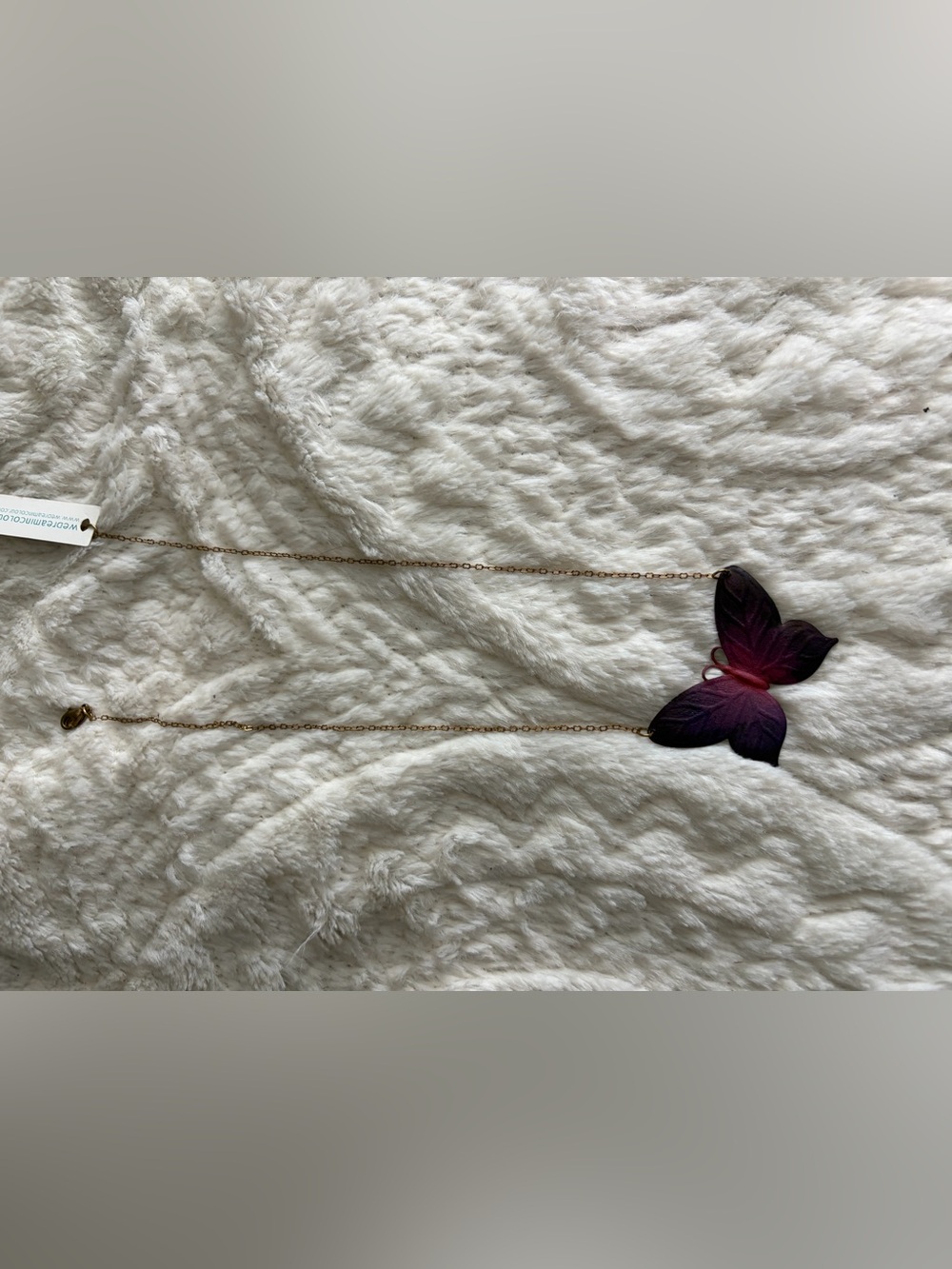 Gold Chain Necklace with Purple Butterfly Pendant - Women Jewelry